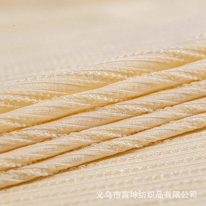 Polyester ammonia jacquard striped fabric for women's wear wheaten thread knitted rayon 100D breathable details Picture