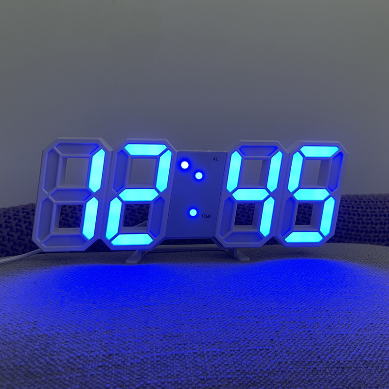 跨境热销3D数字闹钟clock创意智能感光LED壁挂钟韩版学生电子闹钟详情图3