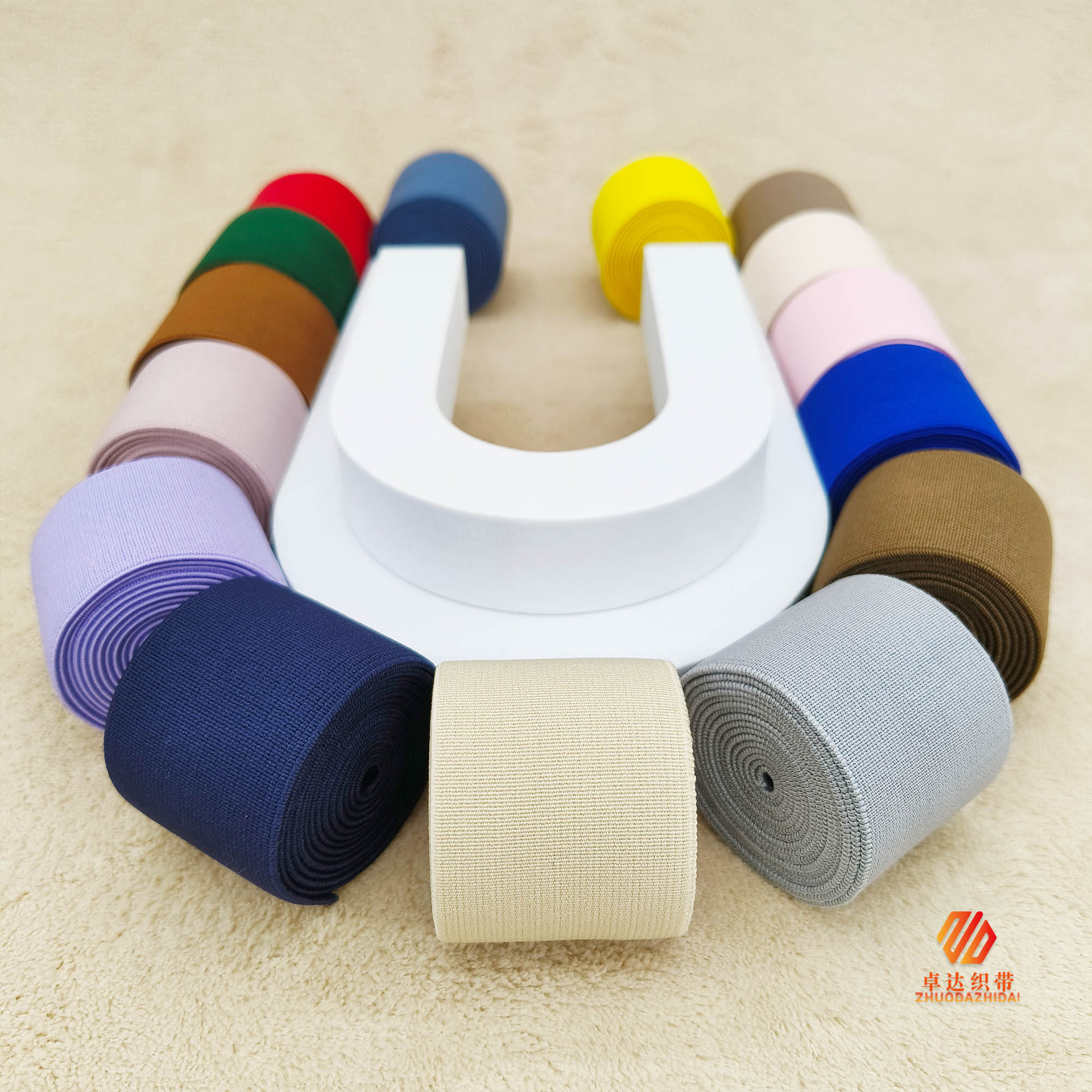 Stock 4Cm Color Encryption High Elastic Waistband With Plain Grain Thickened Dense Grain Headlamp Elastic Webbing details Picture