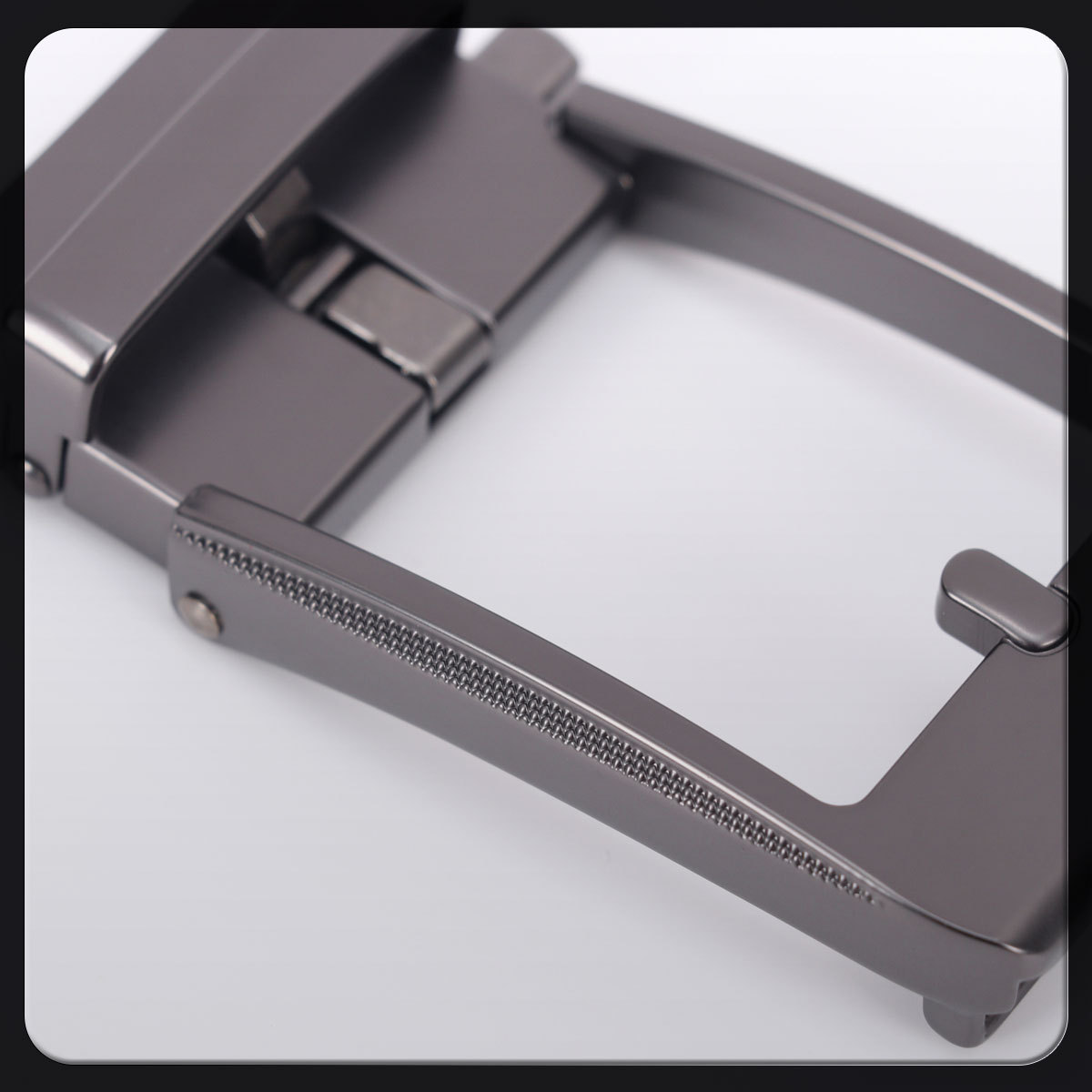 Men's casual business high-end leather head, automatic buckle, anti-steel leather tail-showing belt, head buckle, alloy waist head details Picture