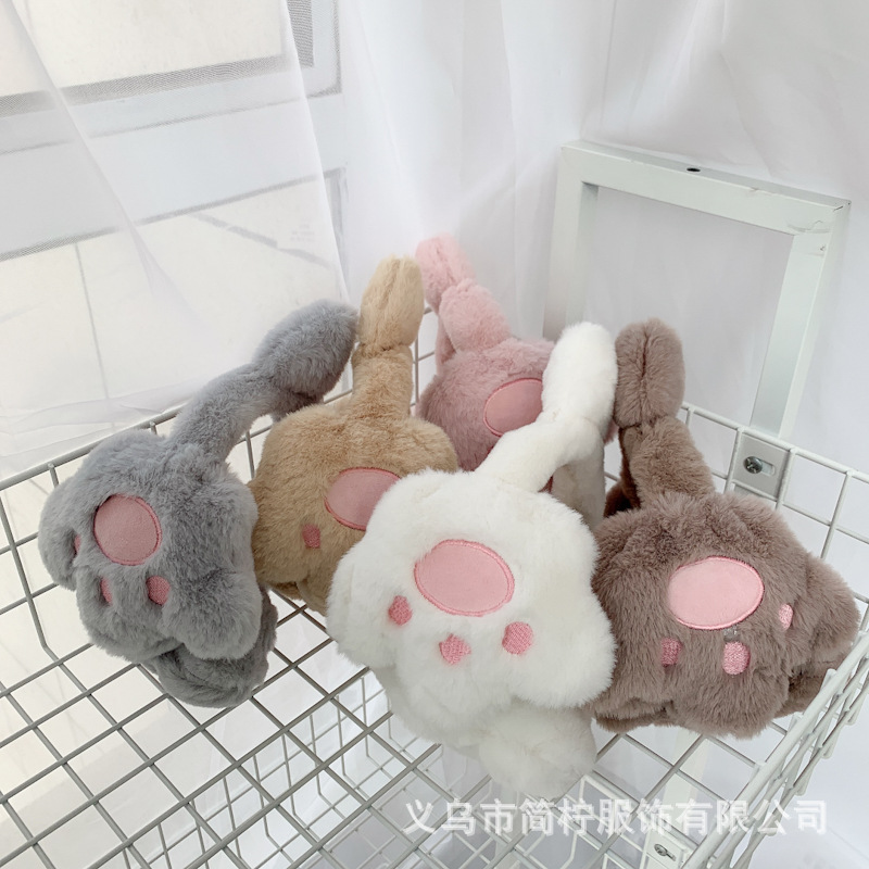 儿童耳罩秋冬季新款卡通甜美猫爪耳罩女宝毛绒防风保暖可爱护耳暖