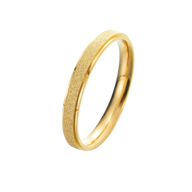 Titanium steel matte gold ring, non-fading, sand gold women's niche design, high-end plain ring index finger tail ring accessory Item Picture