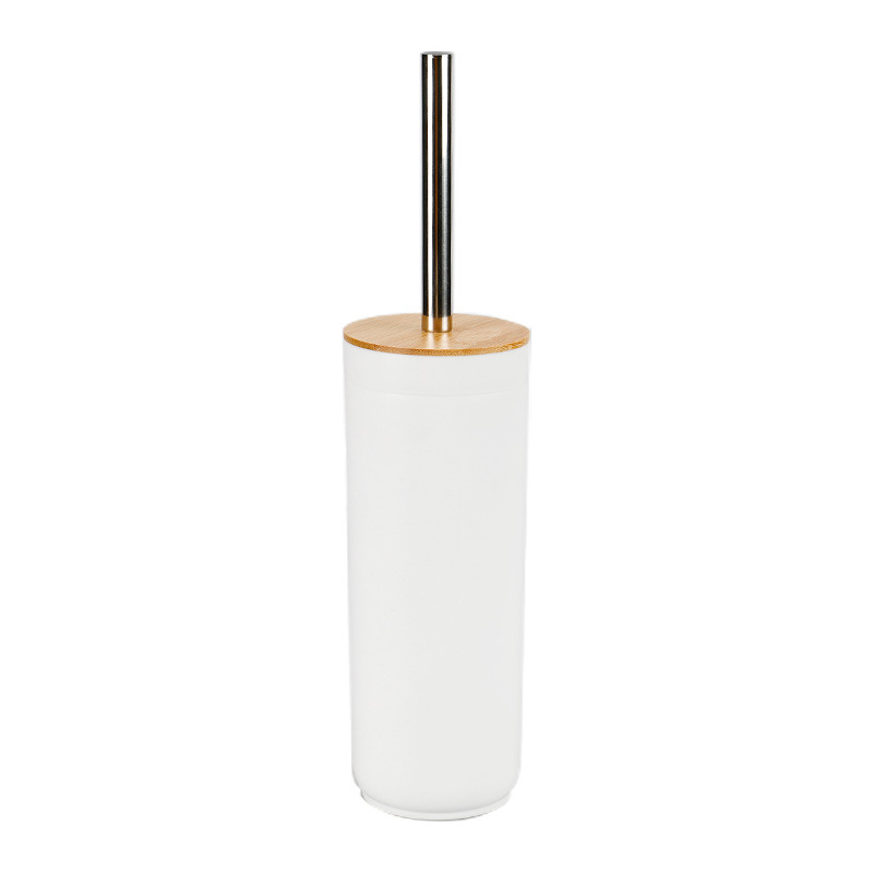 Bamboo lid solid color bathroom toilet brush, floor-standing toilet brush set, household toilet brush, long handle with base, toilet brush Item Picture