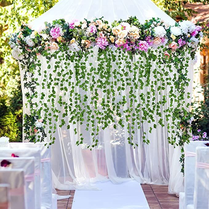 Cross-border Amazon artificial ivy leaves, artificial plant vines, hanging ivy, artificial leaves, wall decoration flowers pic 11