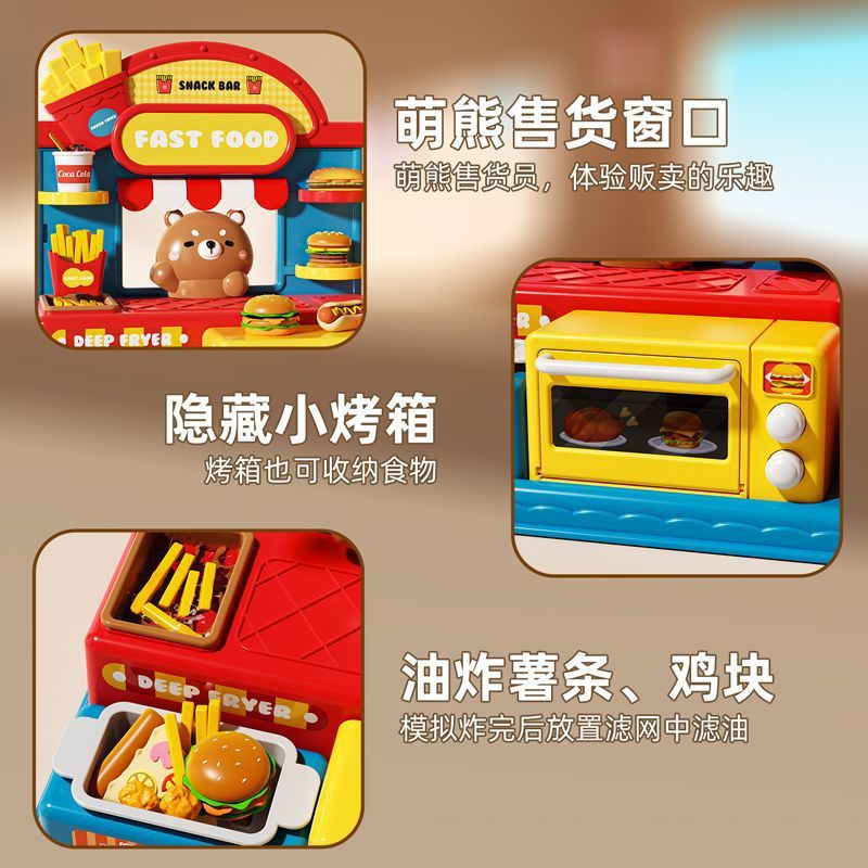 儿童过家家厨房玩具套装冰淇淋机汉堡店面条机超轻粘土橡皮泥模具产品图