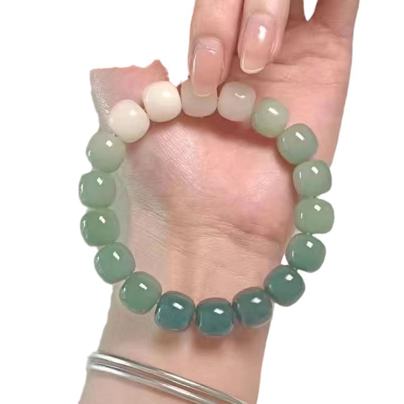 New Xiaohongshu soft gradient color ice-clear pink Buddhist prayer bead bracelet, a gift for students to play with round beads and best friends Item Picture