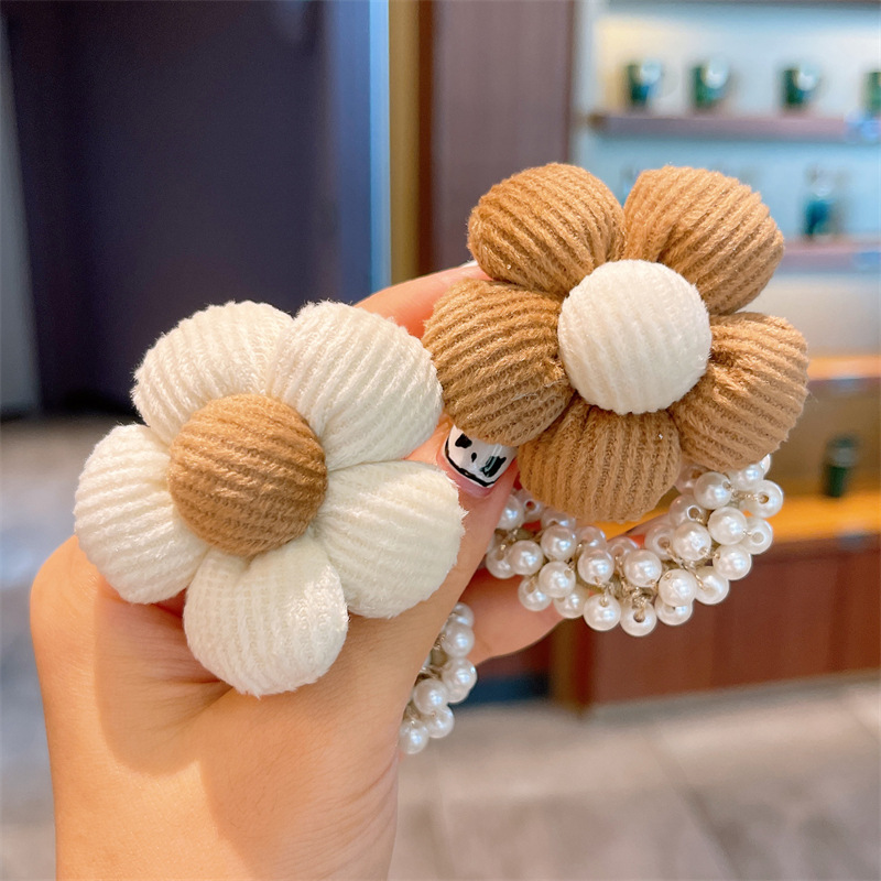 Children's Pearl Rope Hair Accessories Milk Coffee Color Cartoon Girl Hair Rubber Band Little Girl Bow Hair Band Rubber Band Application Scenario