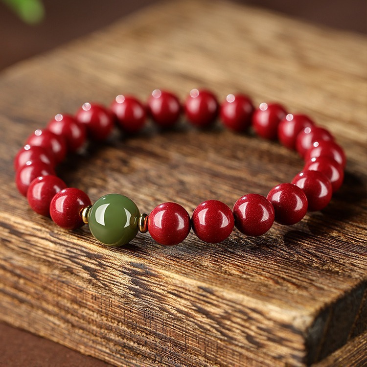 朱砂手链国风紫金砂手串和田色朋友家人礼物手环饰品批发