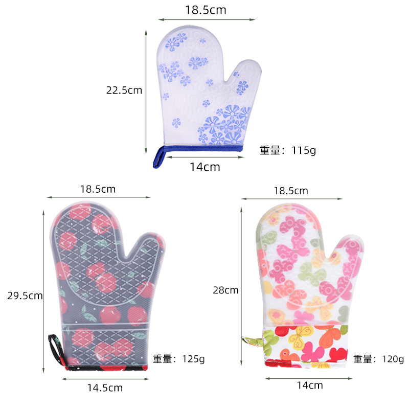 Factory direct plus cotton silicone heat insulation gloves Kitchen supplies baking tools Microwave oven mitts Application Scenario