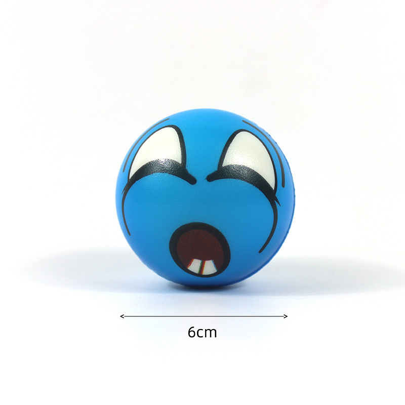 Cross-border 6.3cm fully printed PU ball, cartoon expression solid release ball, children's stress-relieving toy foam sponge ball Item Picture