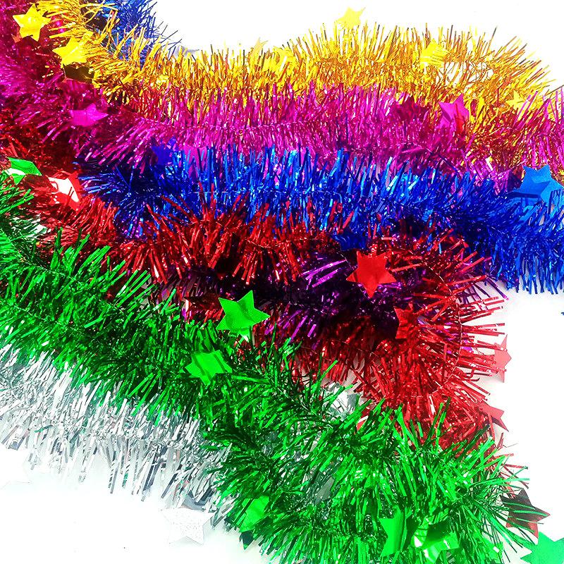 圣诞节元旦节日装饰礼品五角星毛条婚庆装饰拉花/彩条长2m 彩带
