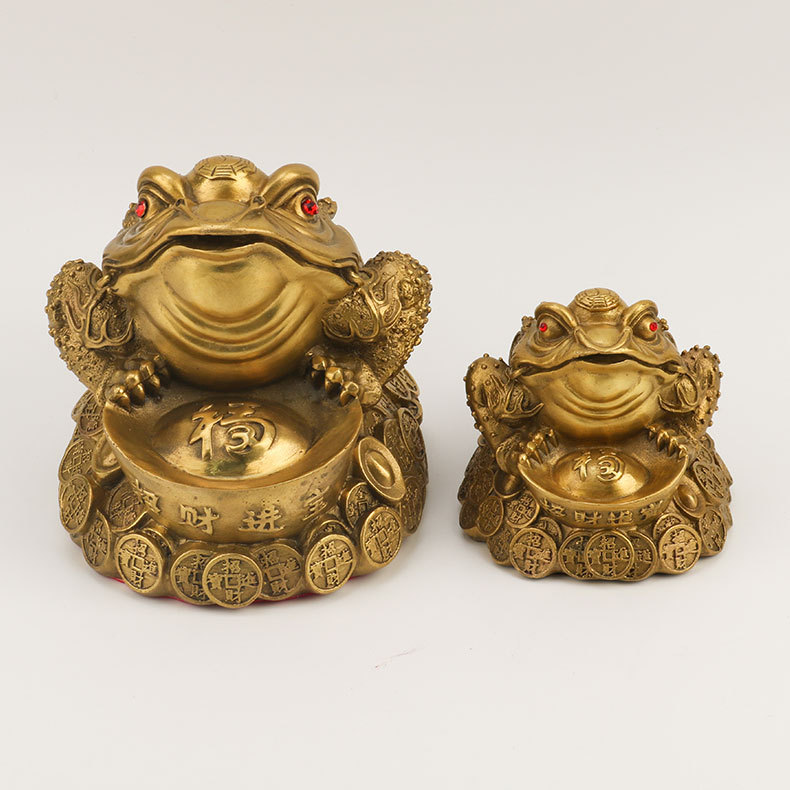 Brass Golden Toad Ornament Three Foot Gold Cicada Ingot Toad Bronze Handicraft Business Gift Manufacturers Wholesale details Picture