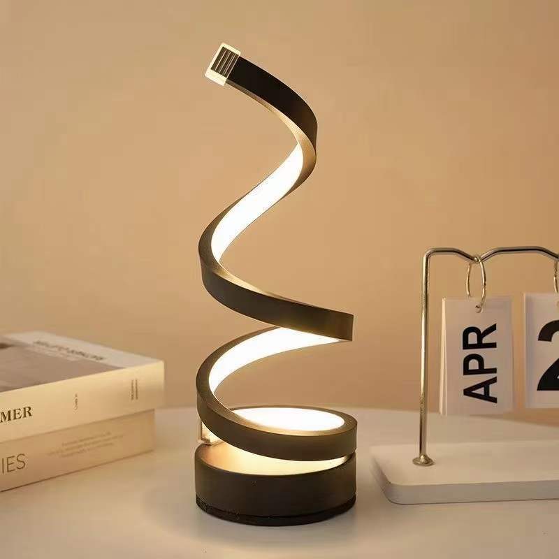 Nordic S-shaped table lamp, bedroom bedside lamp, LED creative strip ambient light, ins style, high appearance level, artistic night light