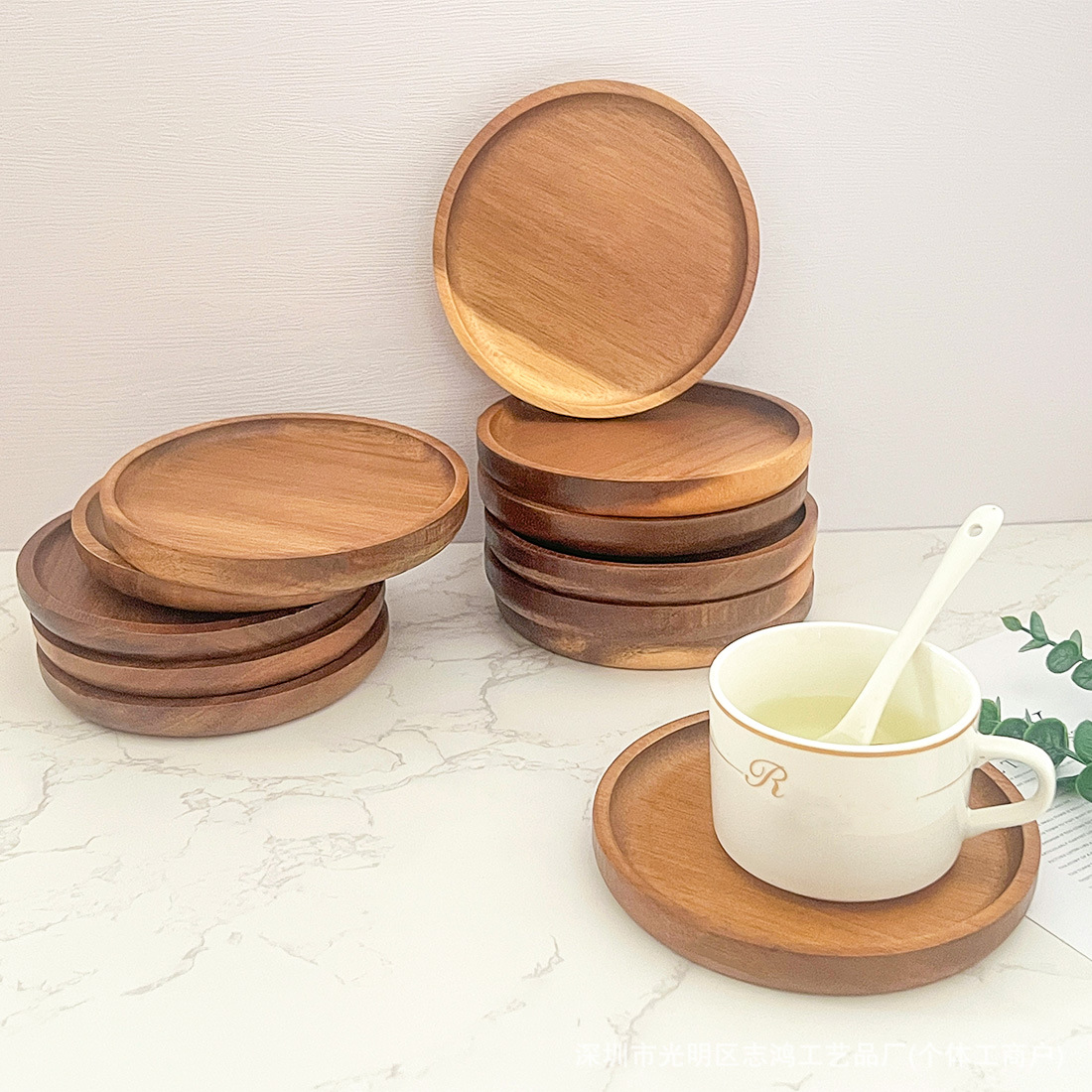 相思木杯垫碗垫13cm茶具咖啡杯桌面隔热垫圆形实木防滑木质杯垫
