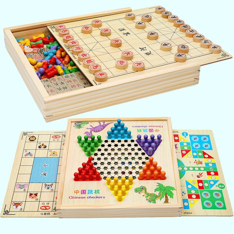 Five-Piece Board Multi-In-One Chess Set