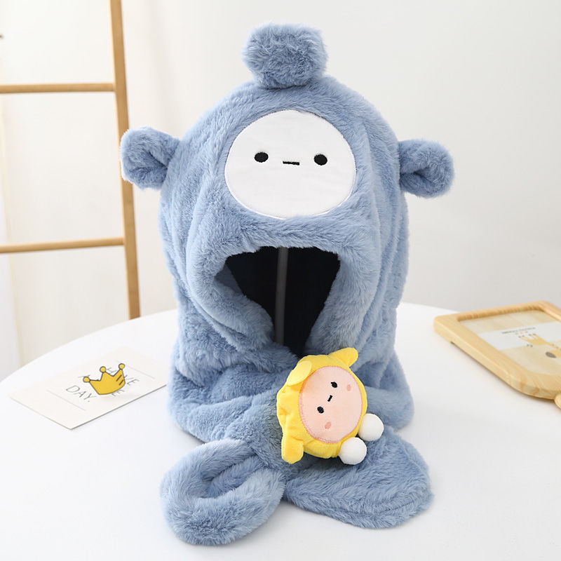 Winter Children's Bib Hat Two-Piece Cartoon Egg Plush Bib Hat Baby Cute Warm And Comfortable Application Scenario