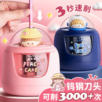 Cute cartoon pencil sharpener children primary school special electric pencil sharpener battery pencil sharpener high appearance level doll