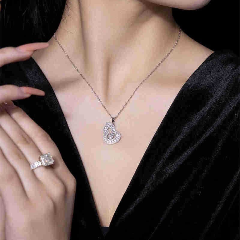 S925 Sterling Silver Inset Zircon Gourd Pendant Necklace Advanced Simple Everything Exquisite Small Daily Gift To Girlfriend