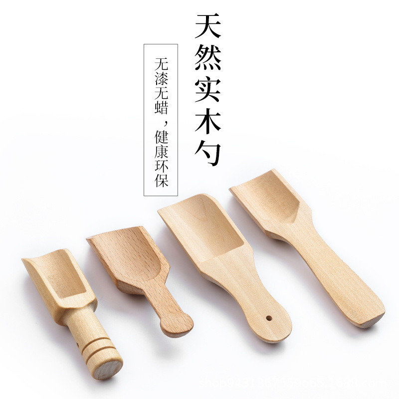 Solid wood spoon tea spoon unpainted wood honey spoon coffee measure bean bath salt measure milk powder spoon photography props