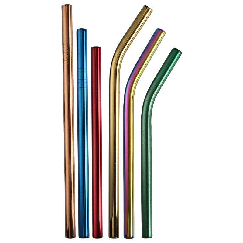 Cross-border 304 stainless steel straw manufacturer wholesale metal straws milk tea straw sets Amazon natural color drinking straws Item Picture