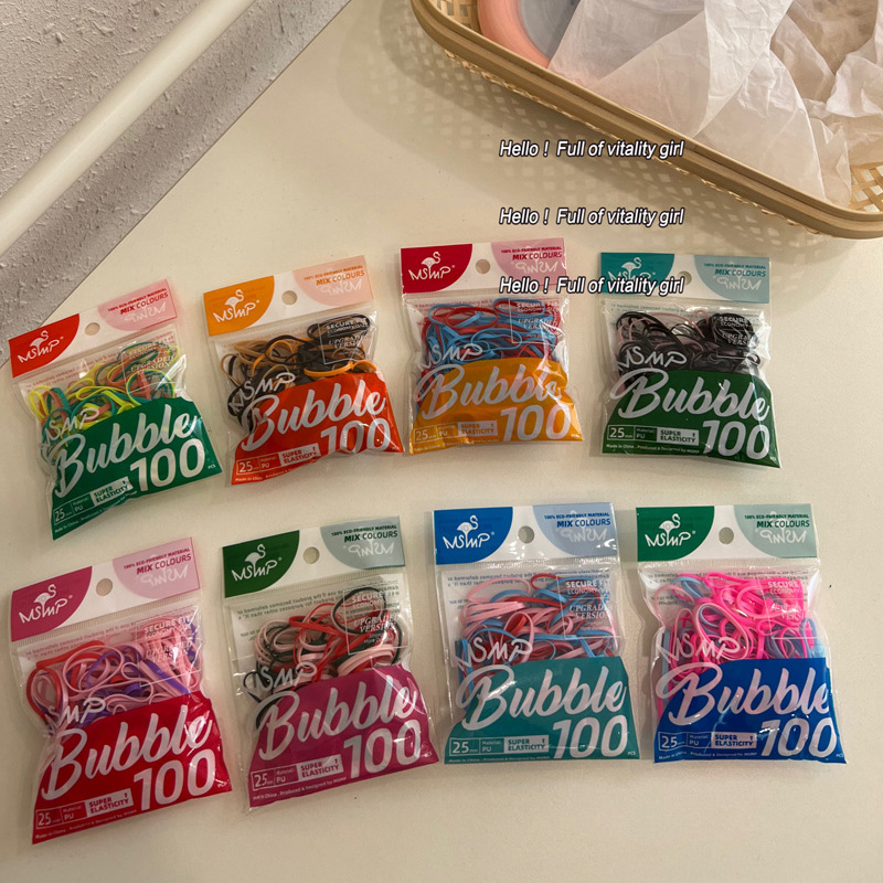 100 basic elastic hair bands, candy-colored braids, ponytail, rubber band bags, disposable hair bands and hair accessories Application Scenario