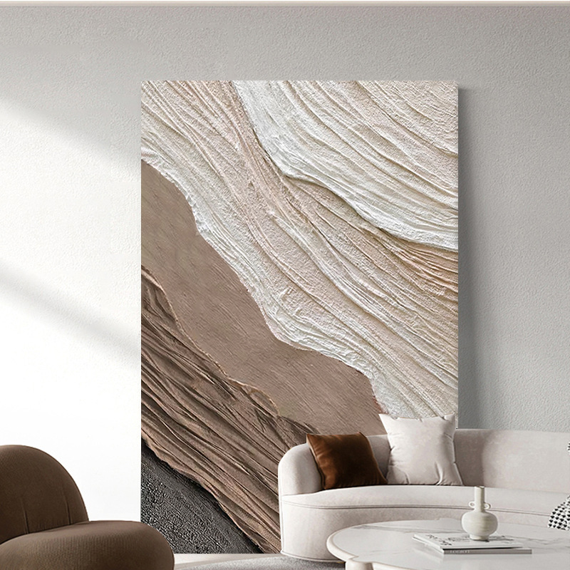 奶油风手绘油画玄关过道挂画客厅沙发背景墙装饰画餐厅厚肌理抽象