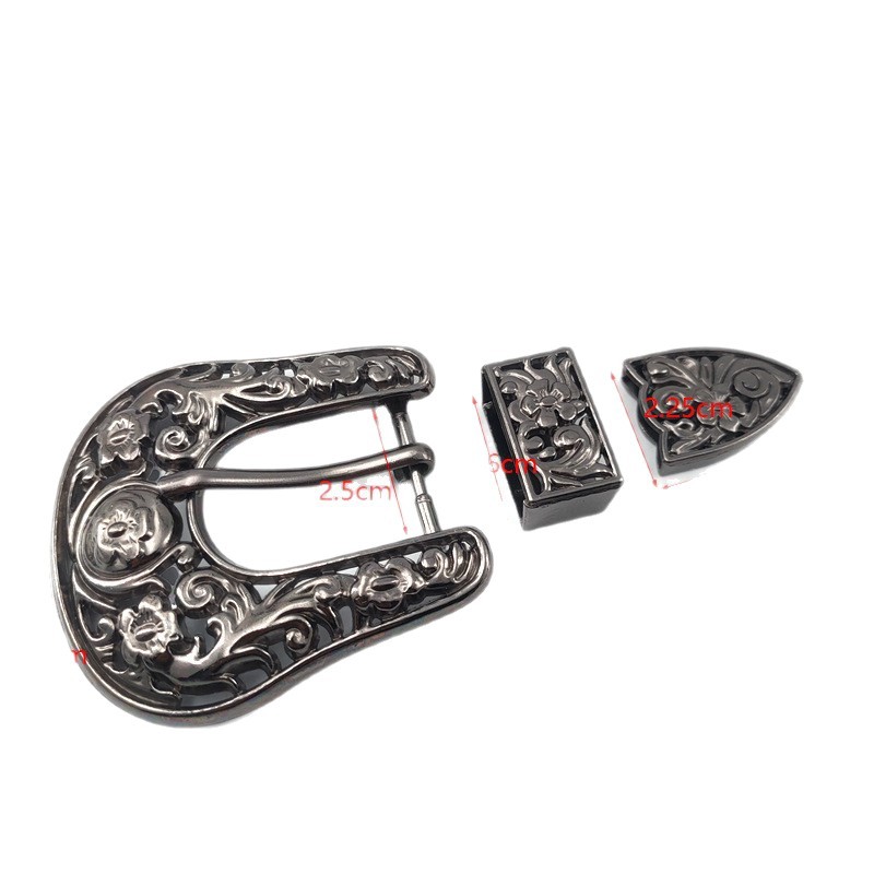 厂家批发欧美复古金属针扣皮带扣经典女士雕花三件套皮带扣现货详情图5