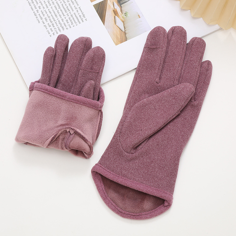 Student Outdoor Sports Non-Slip Warm Gloves Touch Screen Plus Fleece Windproof Riding Outside Plus Long Finger Gloves details Picture