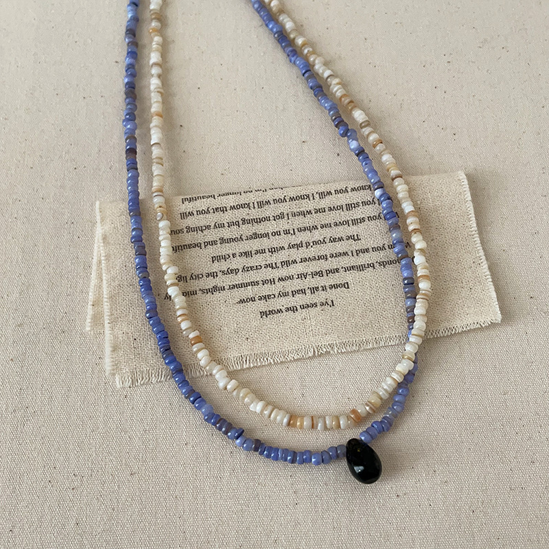 小众设计感串珠水滴项链女文艺复古时尚精致简约百搭颈链毛衣链