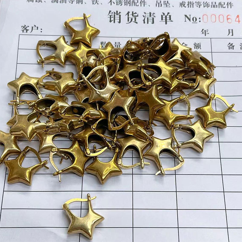 Metal photosensitive surface, niche design, three-dimensional five-pointed star metal ear buckles, retro, individual, simple and versatile, elegant earrings details Picture