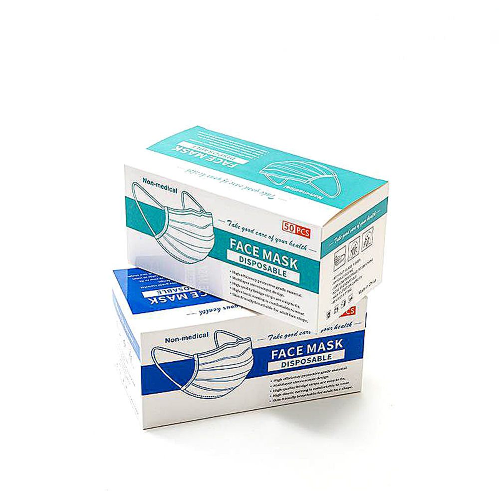 Mask Packaging Box Can Be English Disposable Mask Packaging Box Folding White Card Paper Box Printing Color Box Wholesale details Picture