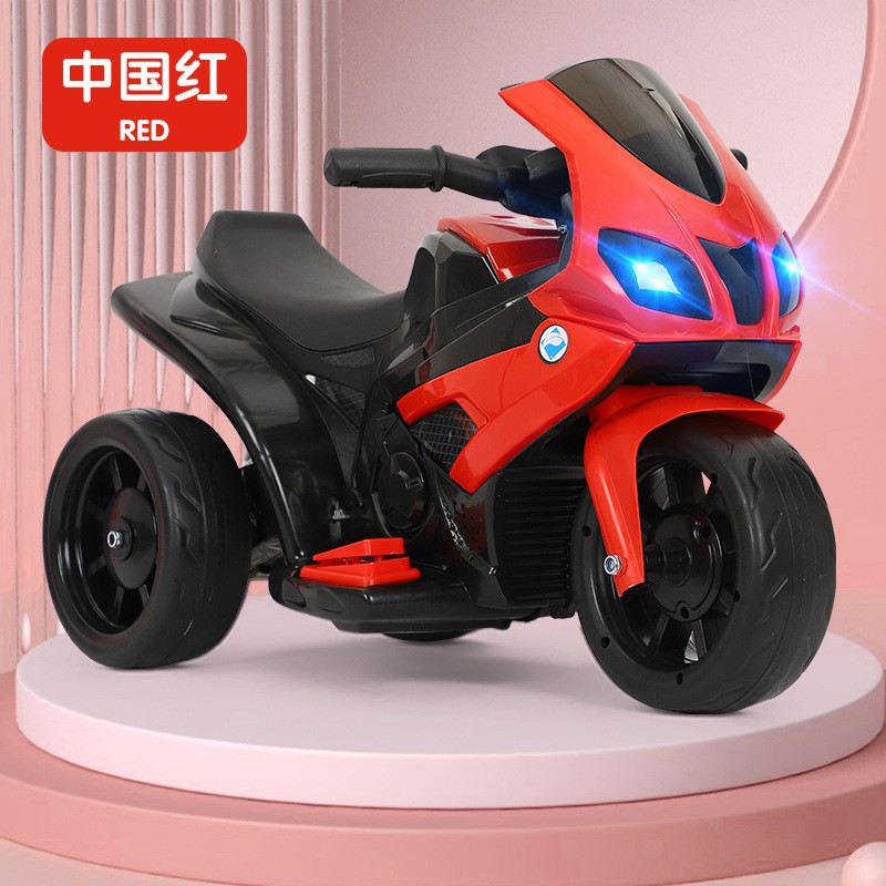 儿童电动摩托车小孩自驾玩具车可坐人宝宝三轮车遛娃神器电瓶童车图