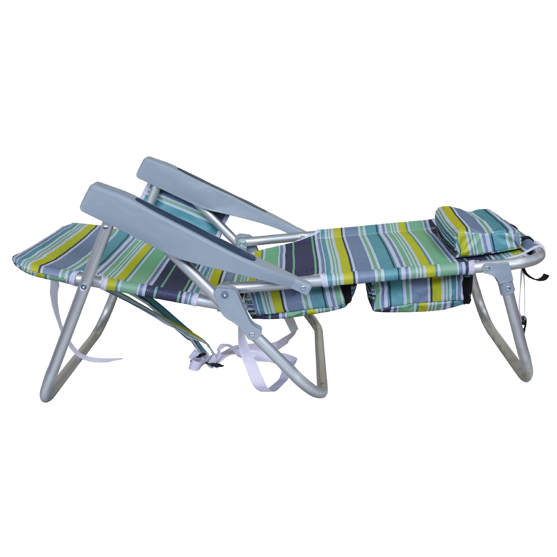 Cross-border outdoor folding backpack chair, which can be used for both sitting and lying down, with a backrest ice bag and 5 adjustable backrest, is a beach lounge chair Specification image