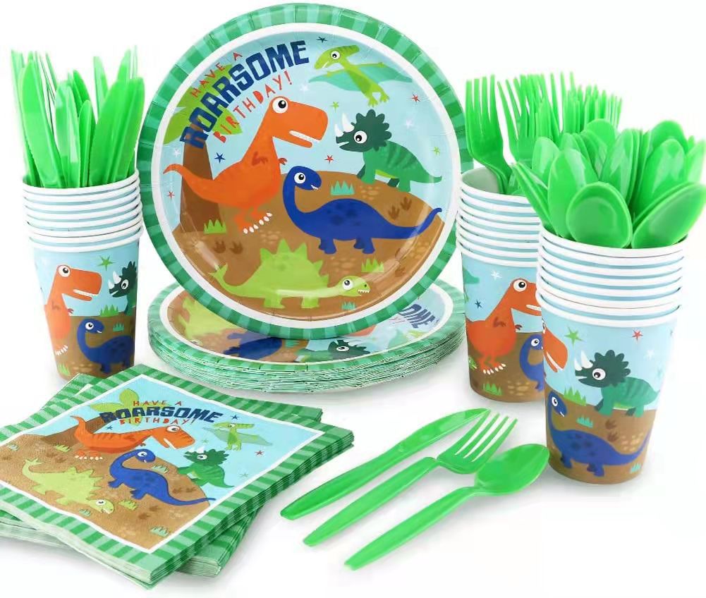 Cross-Border Paper Plate Disposable Picnic Plate Children's Party Dress Up Birthday Cake Paper Plate Plate Dessert Table Arrangement