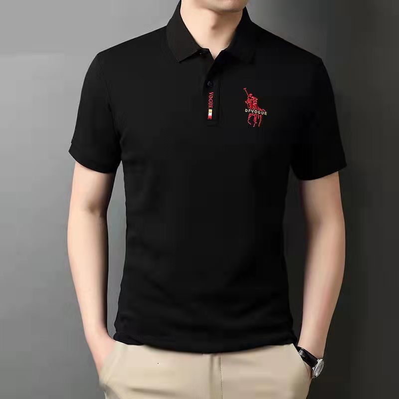 Summer's new short-sleeved men's fashion trend brand pure cotton men's polo shirt, business casual lapel short-sleeved T-shirt for men details Picture