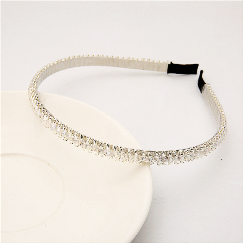 New Korean-style crystal rice bead woven fine hairband, fashionable and feminine beaded headband, anti-slip headwear, cross-border wholesale pic 14
