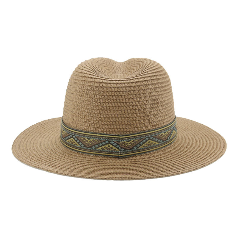 Available 8Cm Paper Woven Straw Hat Korean Version Woven Beach Hat With Streamers Fashion Summer Men's Top Hat Western Cowboy Application Scenario