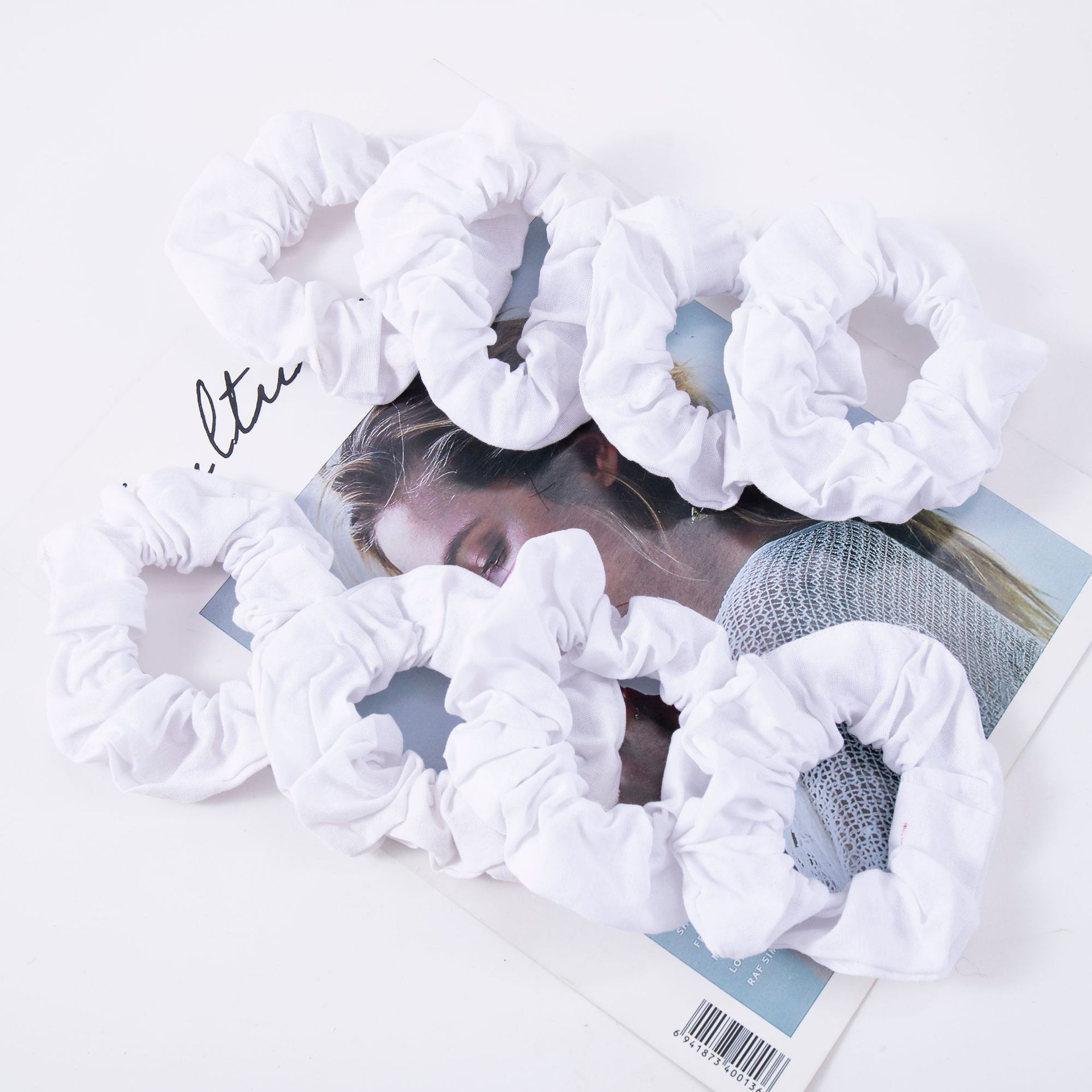 Diy Women's Tie-Dye Pure Cotton White Large Colon Scrunchie Europe And The United States Cloth Circle Personality Rubber Band Head Rope Wholesale details Picture