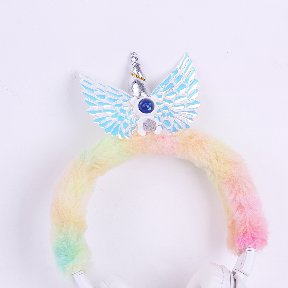 New unicorn fleece headphones for students, cute cartoon ears, over-ear gift, mobile phone music headphones Specification image