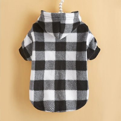 2021 New Dog Hoodie Two Feet Black And White Check Color Hooded Pet Coat Autumn And Winter Dog Warm Clothes Specification drawing