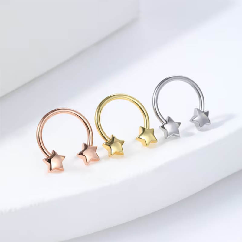 European and American cross-border best-selling star-shaped nose rings, multi-color stainless steel nose ornaments, personalized and cool piercing accessories manufacturer Application Scenario