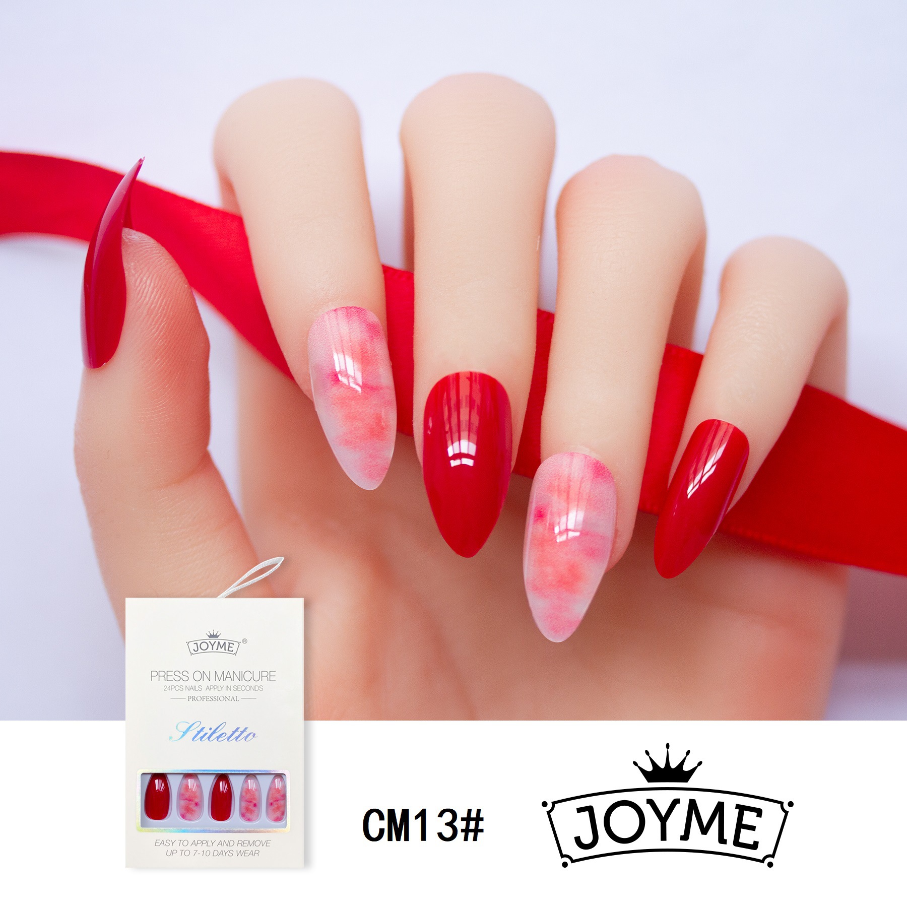 2021 New Long pointed tip teardrop nail false nail Patch Nail Art patch 24-piece box set, cross-border from Europe and America, small volume Application Scenario