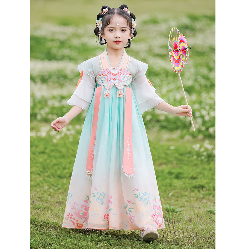 国潮-儿童夏装汉服超仙新款女孩古风唐装春秋连衣裙子春季古装女童2026
