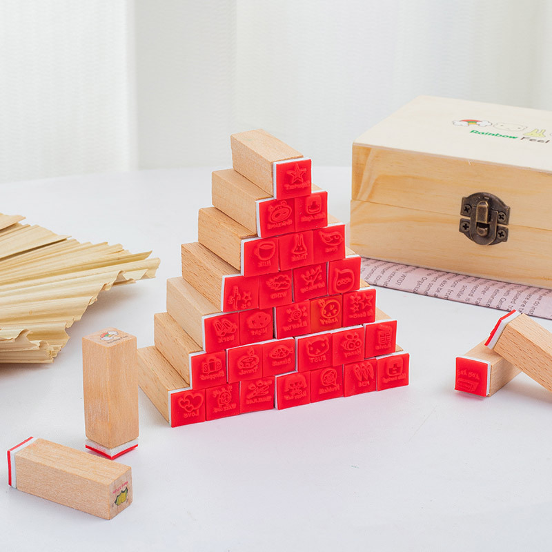 Creative Stationery Happy Life Wooden Box Diary Seal Ledger Album Diary Decoration Set 40 Pieces Application Scenario