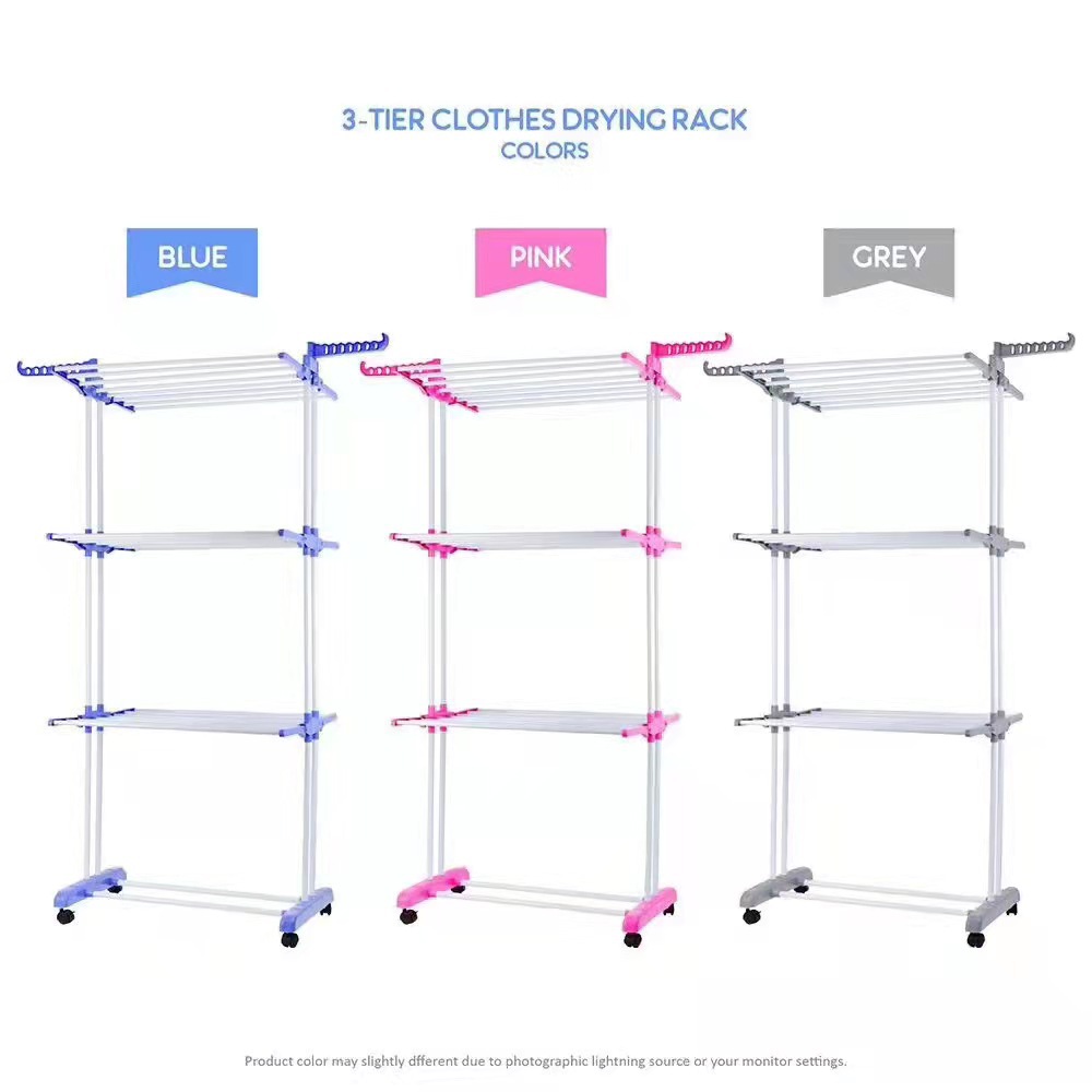 Long-Term Explosion Wing Foldable Floor Drying Rack Three Layers With Wheels Can Move Multi-Functional Towel Rack Application Scenario