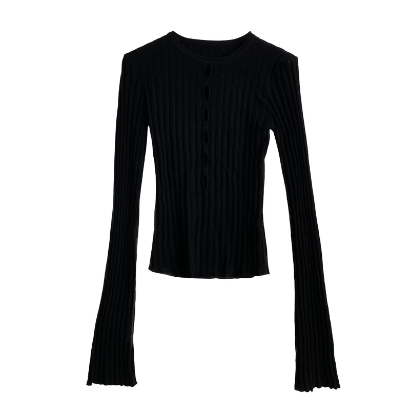 UNITY MODE多巴胺镂空设计感羊毛针织打底衫早春辣妹修身毛衣女详情图5