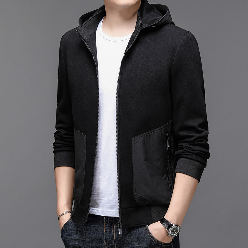 Moda media juventud casual hombre color sólido cuello con capucha cremallera trenzador clásico abrigo marca de moda otoño nuevo details Picture