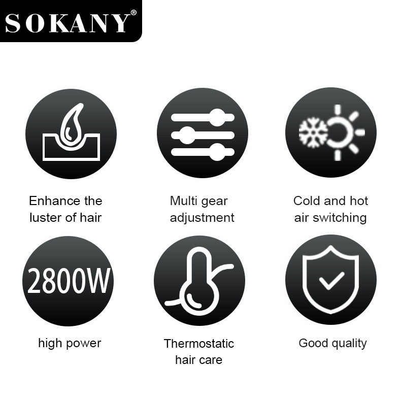 Cross-border SOKANY14023 HAIR DRYER, household hair care, quick-drying hair dryer, ladies' Hair dryer Item Picture