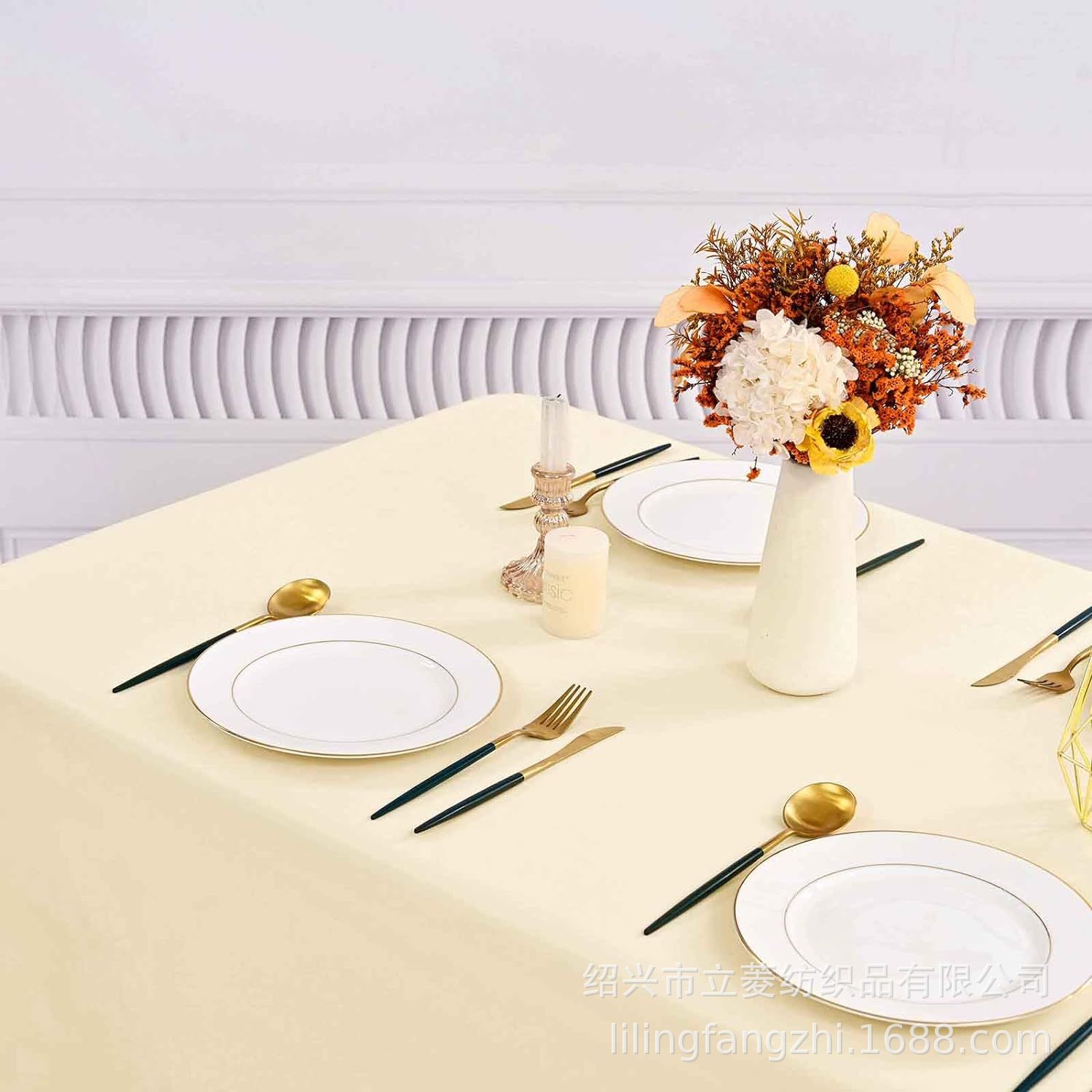Cross-border Amazon solid color plain weave polyester hotel tablecloths, Western restaurant coffee shop rectangular and circular wedding banquet parties Specification image