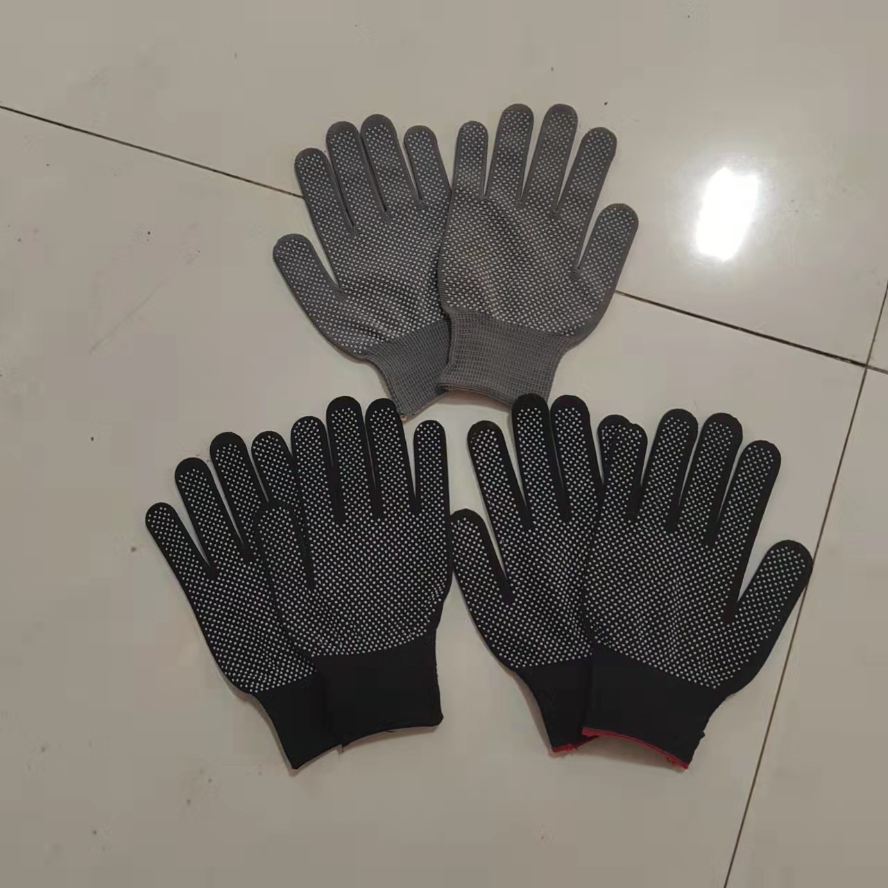 Breathable nylon gloves Adhesive gloves Bead gloves Drivers thin black wear resistant anti-slip protective gloves details Picture